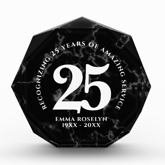 Bloque Para Fotos Elegante Aniversario del Trabajo del Mármol Negro  (Anverso)