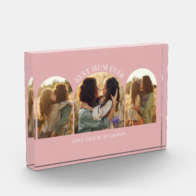 Bloque Para Fotos Elegante arco rosa multifoto mejor mamá (Izquierda)