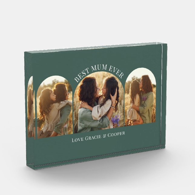 Bloque Para Fotos Elegante arco verde multifoto mejor mamá (Izquierda)