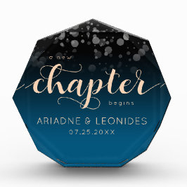 Bloque Para Fotos Elegante Boda azul oceánico Peach Un Capítulo Nuev