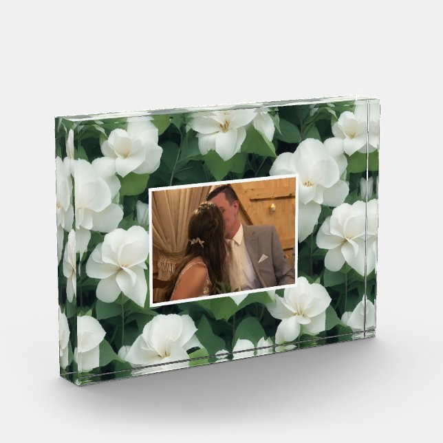 Bloque Para Fotos Elegante clásico verde botánico floral (Izquierda)