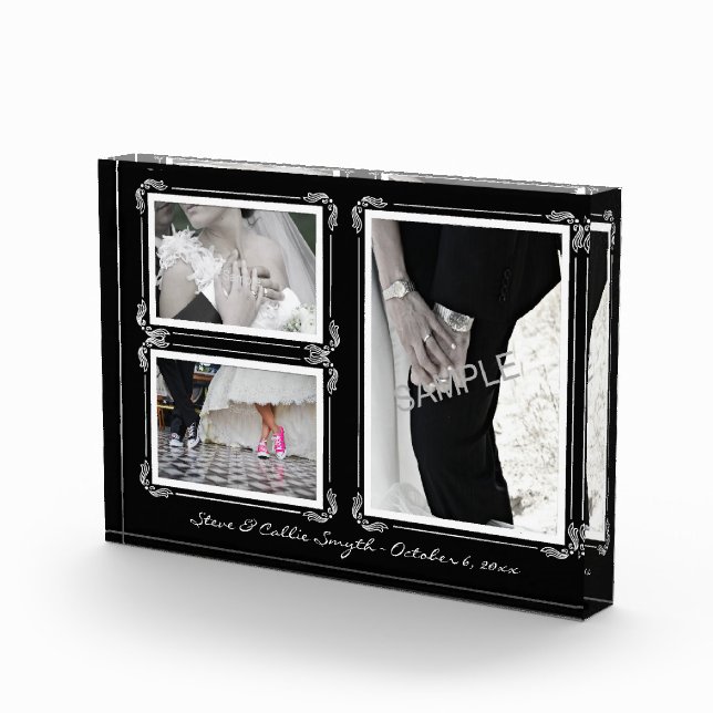 Bloque Para Fotos Elegante estilo Art Deco negro/blanco 3 Photo Keep (Derecha)