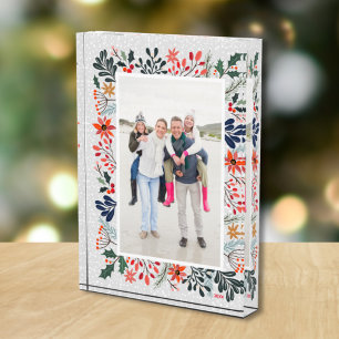 Bloque Para Fotos Elegante familia de nieve de flores de invierno