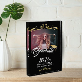 Bloque Para Fotos Elegante Graduación de Ornamentos de Oro Negro