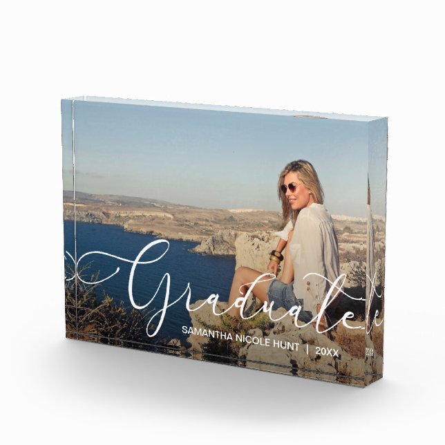 Bloque Para Fotos Elegante graduado de escritura blanca moderno (Derecha)