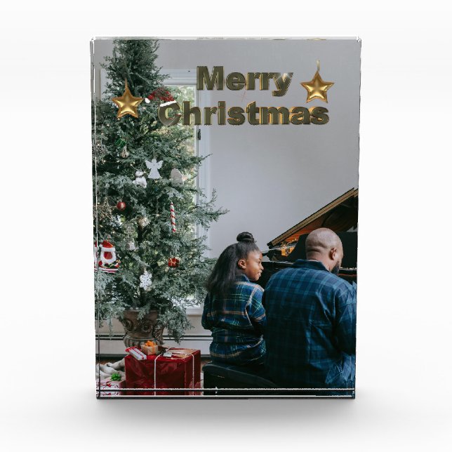 Bloque Para Fotos Elegante Greenery Christmas Tree Family Photo (Anverso)