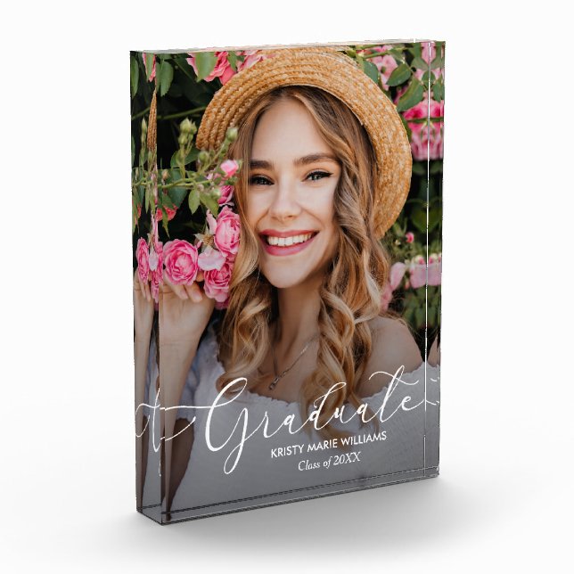 Bloque Para Fotos Elegante guión blanco graduación (Izquierda)