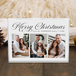 Bloque Para Fotos Elegante guión de caligrafía negra Feliz Navidad 3