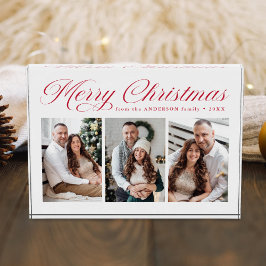 Bloque Para Fotos Elegante guión de caligrafía roja Feliz Navidad 3