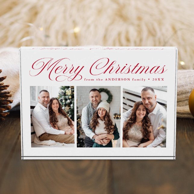 Bloque Para Fotos Elegante guión de caligrafía roja Feliz Navidad 3 (Subido por el creador)