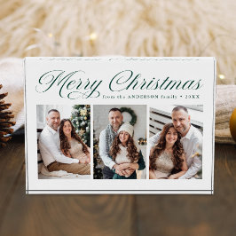 Bloque Para Fotos Elegante guión de caligrafía verde Feliz Navidad 3