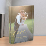 Bloque Para Fotos Elegante guión de oro de amor de boda Sr. y Sra. p<br><div class="desc">Personalice este bloque fotográfico con los nombres de la novia y del novio y la fecha y lugar de boda. Podría ser un regalo perfecto para los recién casados.</div>