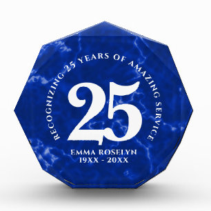 Bloque Para Fotos Elegante mármol azul 25 años de trabajo aniversari