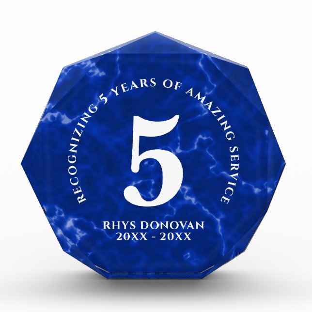 Bloque Para Fotos Elegante mármol azul 5 años de trabajo aniversario (Anverso)