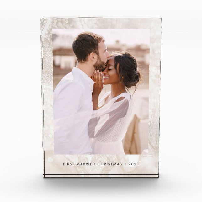 Bloque Para Fotos Elegante mirada de mármol de champagne (Anverso)