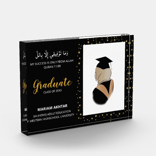 Bloque Para Fotos Elegante moderno negro y oro de graduación Keepsak (Izquierda)