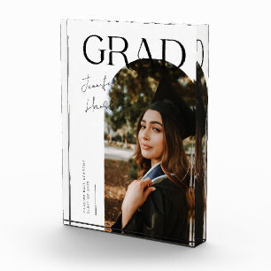 Bloque Para Fotos Elegante nombre de graduación y escuela Blanco