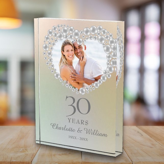 Bloque Para Fotos Elegante perla del 30 aniversario Boda (Elegant 30th Wedding Anniversary Pearl Photo Block)