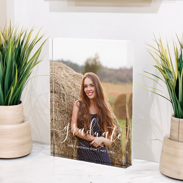 Bloque Para Fotos Elegante Personalizado de guión "Graduado" (Subido por el creador)