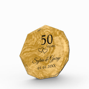 Bloque Para Fotos Elegante Personalizado Golden 50 Aniversario Keeps