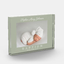 Bloque Para Fotos Elegante Sage Green Baptism Keepsake