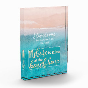 Bloque Para Fotos Elegante Script Familia Nombre Beach Vacation Hous