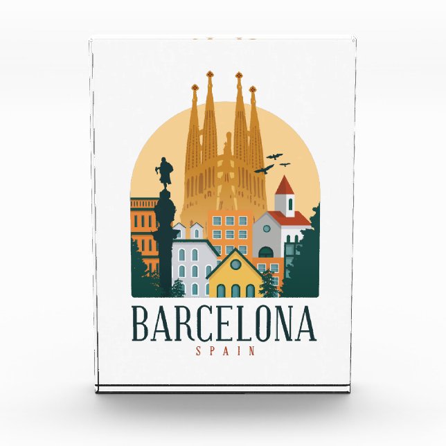 Bloque Para Fotos Elegante Skyline de Barcelona España (Anverso)
