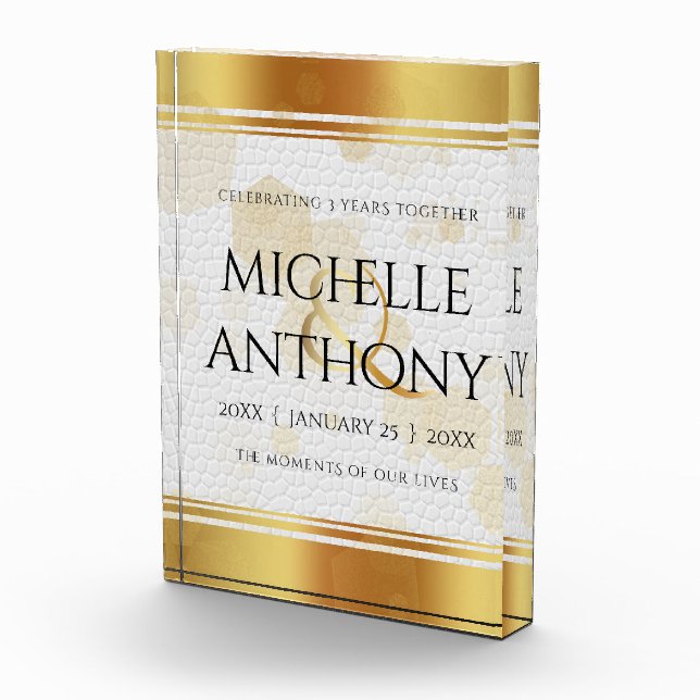 Bloque Para Fotos Elegante tercer aniversario Boda de cuero (Derecha)