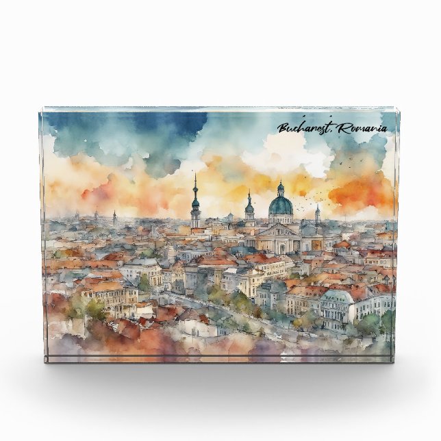 Bloque Para Fotos Elegante vista de la ciudad acuática de Bucarest R (Anverso)