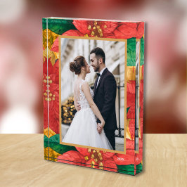 Bloque Para Fotos Elegantes Navidades Personalizado de Poinsettias