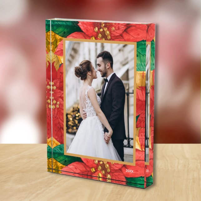 Bloque Para Fotos Elegantes Navidades Personalizado de Poinsettias (Subido por el creador)