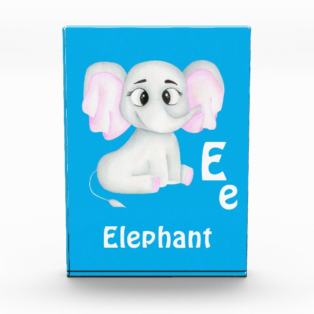 Bloque Para Fotos Elephant personalizar ABC: Letra E - Añadir tu nom (Anverso)