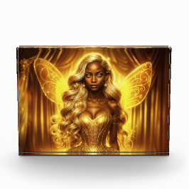 Bloque Para Fotos Encantado hada dorada elegantes alas espumosas