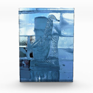 Bloque Para Fotos Escultura de hielo saxofón, Quebec, Canadá