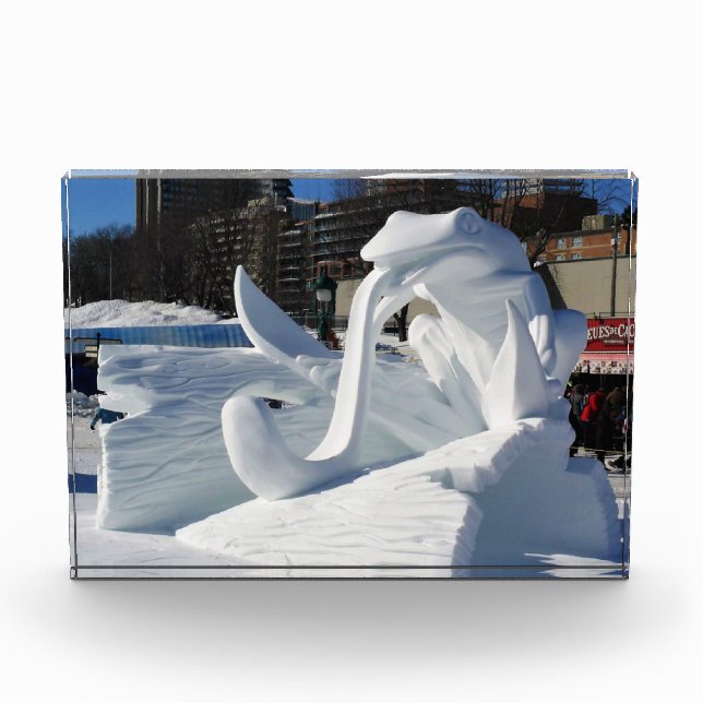Bloque Para Fotos Escultura de nieve de rana, Quebec, Canadá (Anverso)