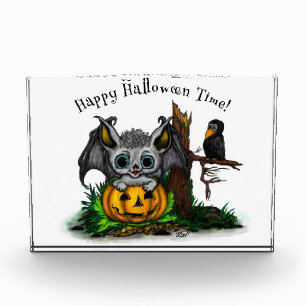 Bloque Para Fotos Esperando Halloween , Cute Bat y Raven
