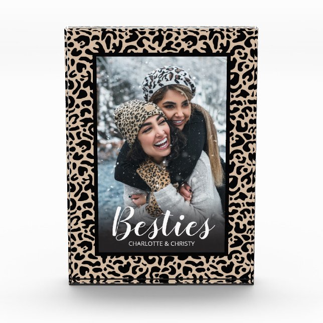 Bloque Para Fotos Estampado de leopardo de mejores amigos modernos (Anverso)