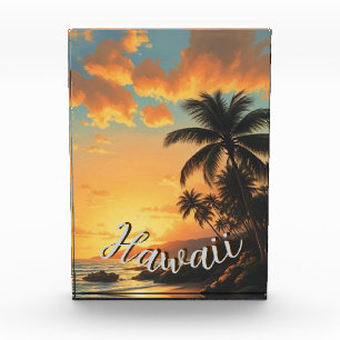 Bloque Para Fotos Estilo de época Hawai Costa de Viaje Sunset