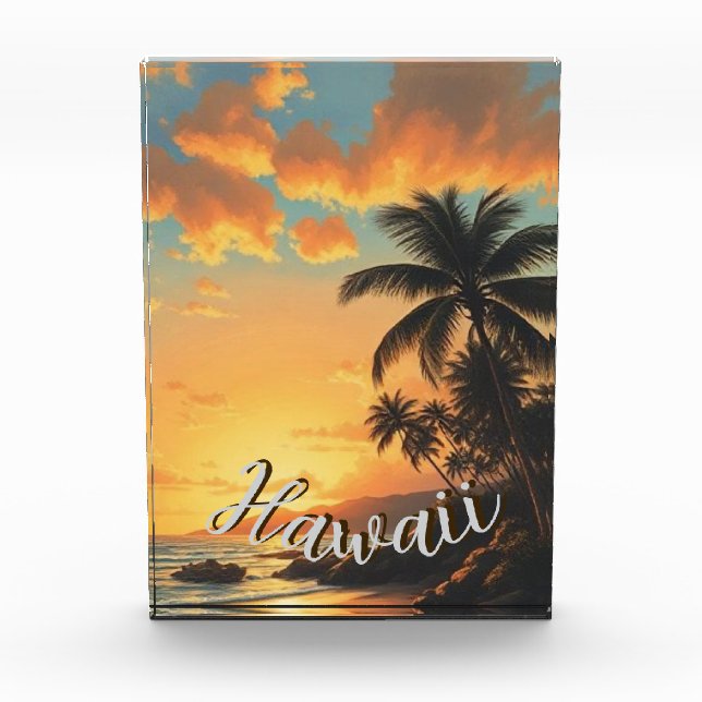 Bloque Para Fotos Estilo de época Hawai Costa de Viaje Sunset (Anverso)