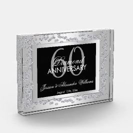 Bloque Para Fotos Estilosos diamantes plateados 60 años Boda