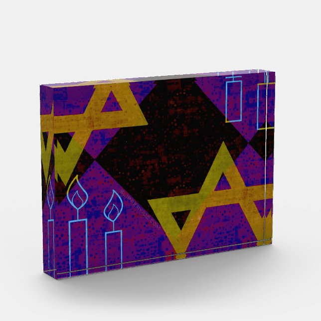 Bloque Para Fotos Estrella feliz de Hanukkah de David menorah de Sli (Izquierda)