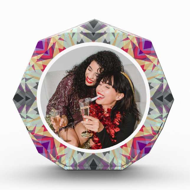 Bloque Para Fotos Estrella Navidad personalizada Jolly Gray Red Purp (Anverso)
