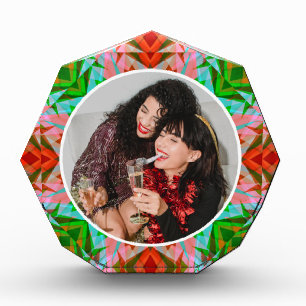 Bloque Para Fotos Estrella Navidad personalizada Jolly Red Merry Gre