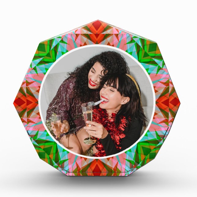 Bloque Para Fotos Estrella Navidad personalizada Jolly Red Merry Gre (Anverso)