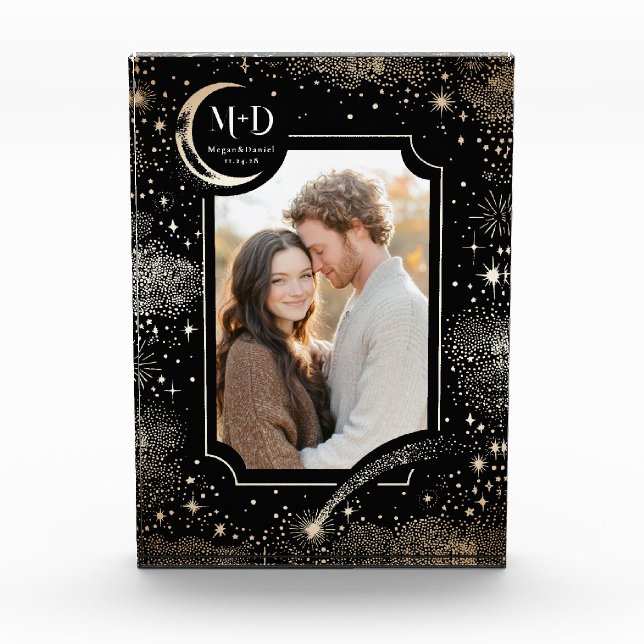 Bloque Para Fotos Estrellas celestes de la luna estrelladas Boda noc (Anverso)