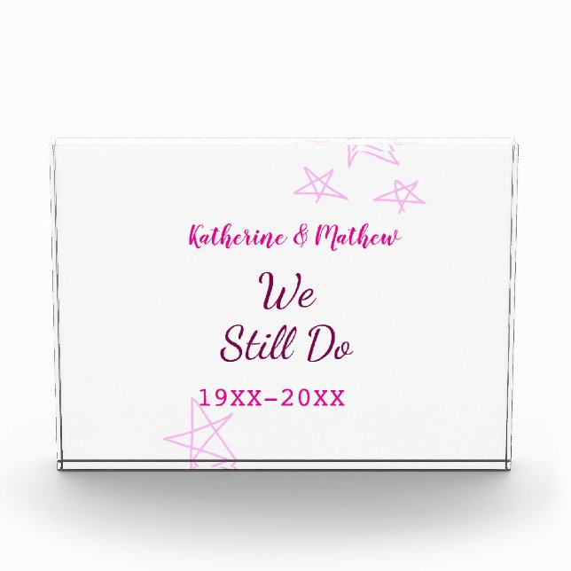 Bloque Para Fotos Estrellas rosas Renovación de votos boda de aniver (Anverso)