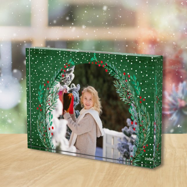 Bloque Para Fotos Evergreen Wreath Snow Navidades Green (Subido por el creador)