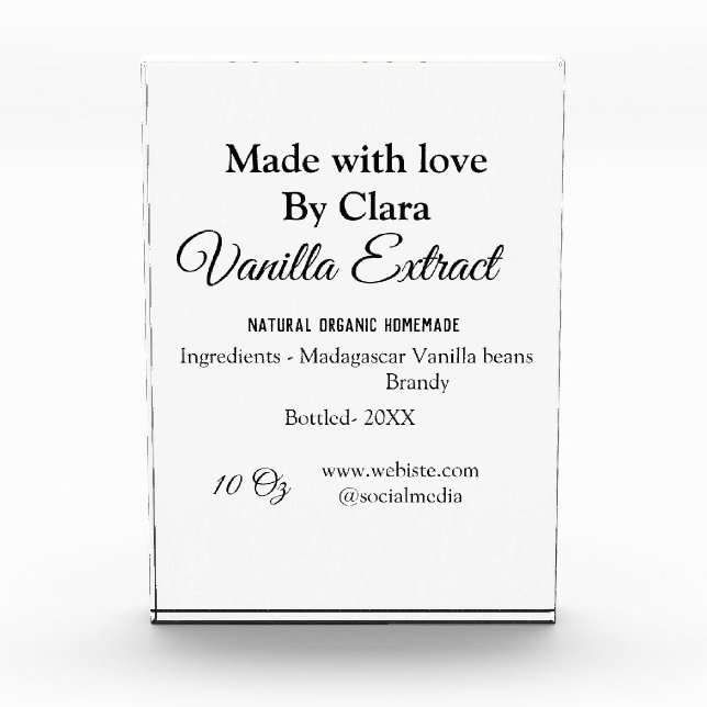 Bloque Para Fotos Extracto de vainilla de ingredientes caseros añadi (Anverso)