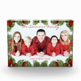 Bloque Para Fotos Familia de Navidad Roja Personalizada
