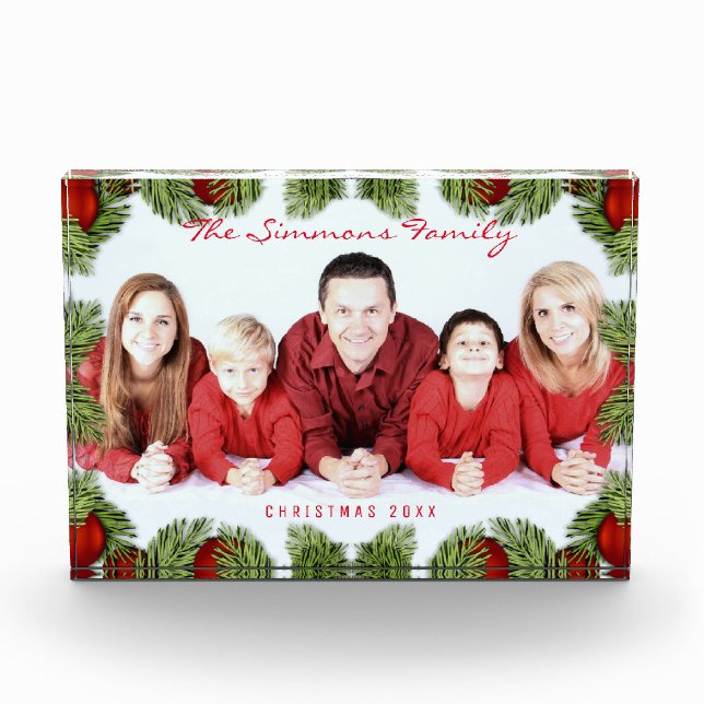 Bloque Para Fotos Familia de Navidades rojos personalizados (Anverso)